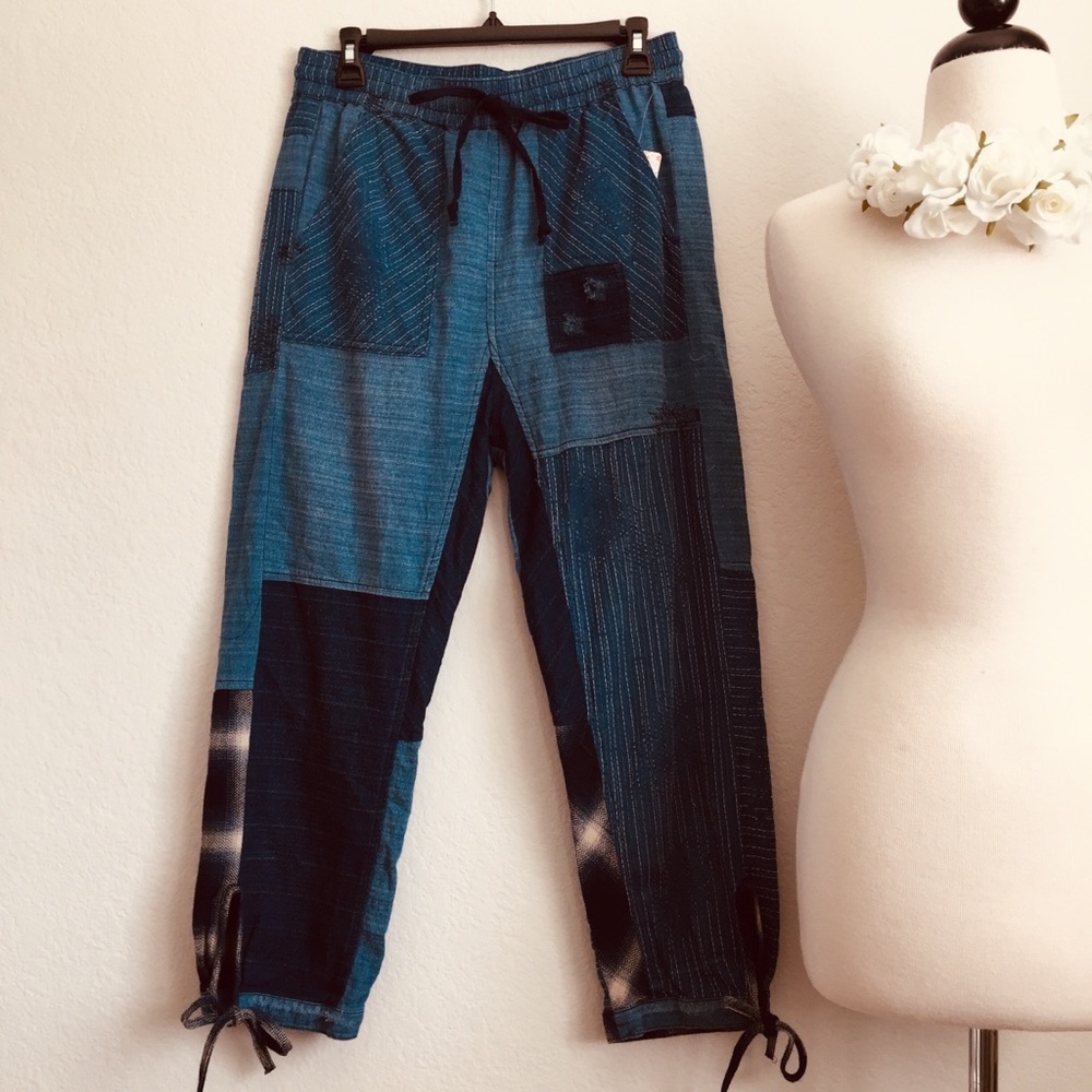Free People Indigo Patched Pants